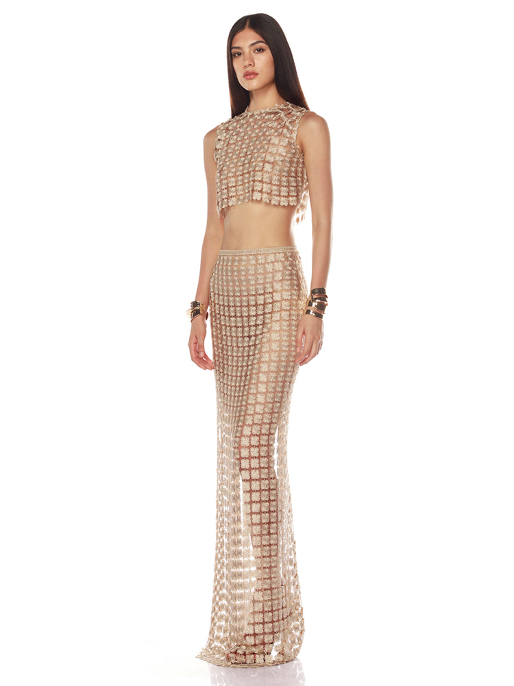 VC Stylish Beige Sleeveless Cr - đánh giá và giá Crop Top Crochet