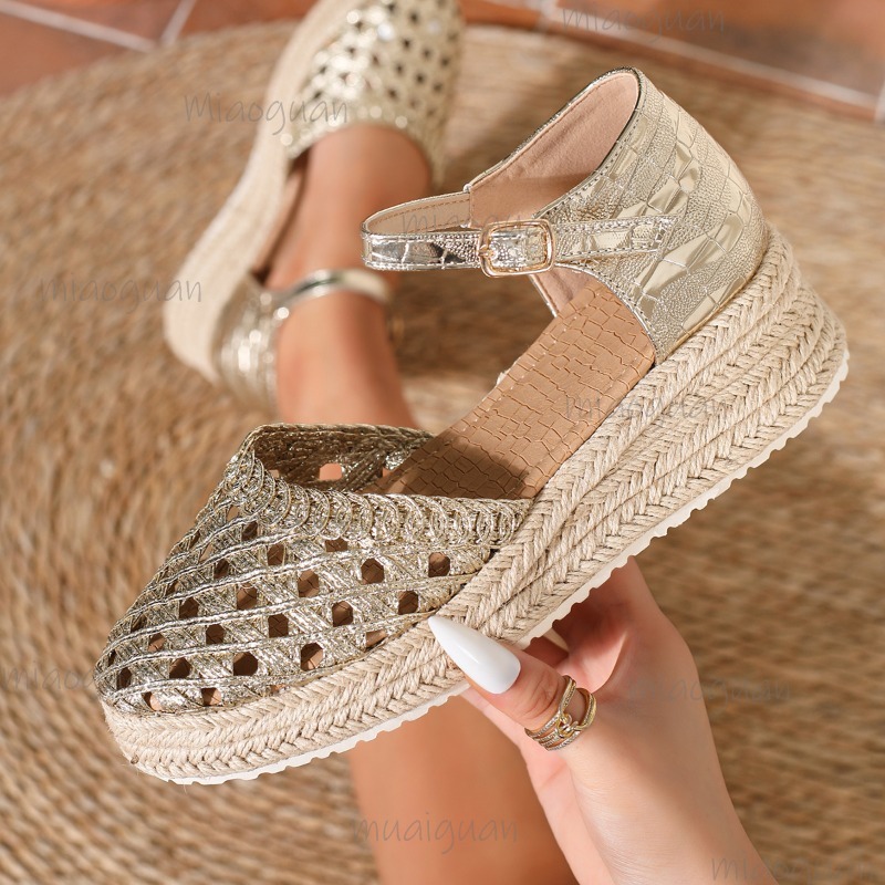 Boho Women's Hollow Out Woven  - đánh giá và giá Wedge Espadrille Women