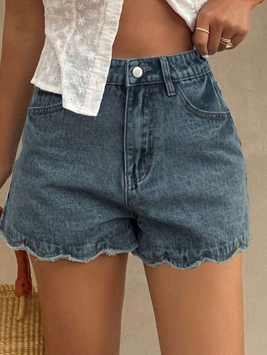 Women Loose Casual Denim Short - đánh giá và giá Shorts Denim Frayed