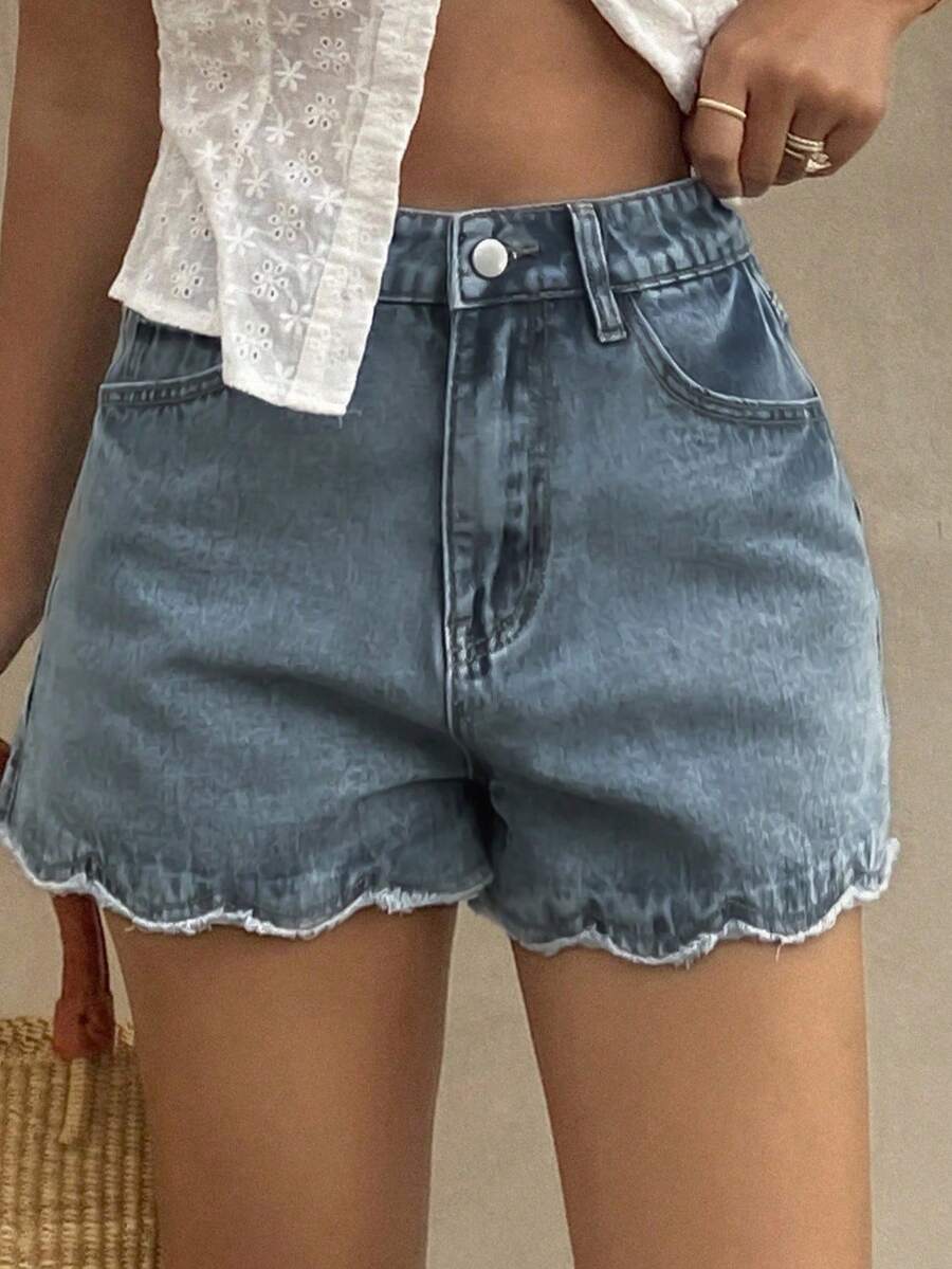 Women Loose Casual Denim Short - đánh giá và giá Shorts Denim Frayed