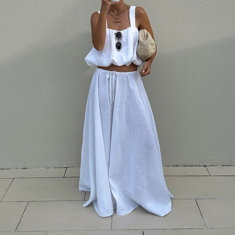 Women Elegant Sleeveless Solid - đánh giá và giá Linen Pant Wide