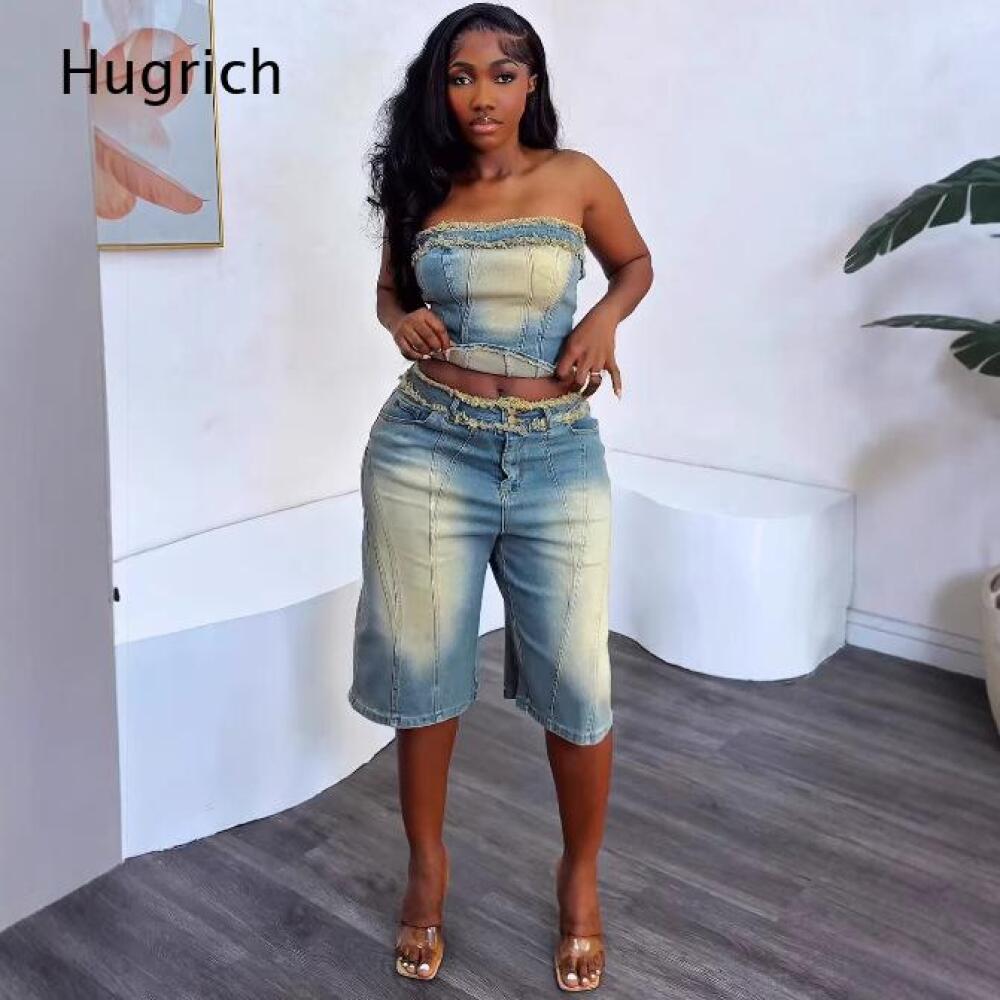Ladies Washed Strapless Crop T - đánh giá và giá Shorts Denim Frayed