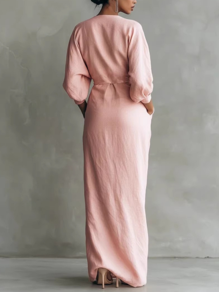 Women Linen Blend Wrap Maxi Dr - đánh giá và giá Linen Dress Wrap