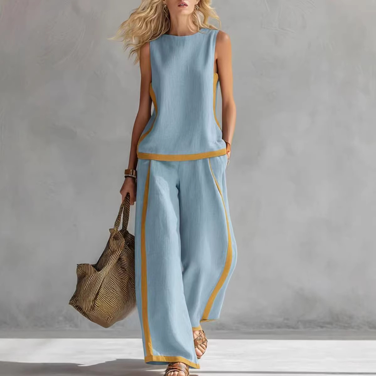 Women Linen 2 Piece Sets Color - đánh giá và giá Linen Pant Wide