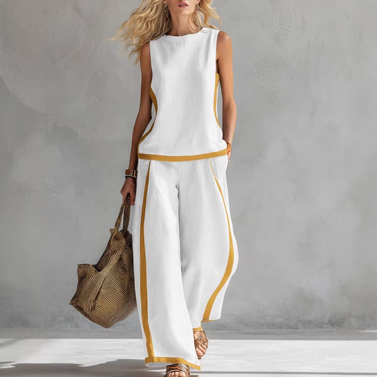 Women Linen 2 Piece Sets Color - đánh giá và giá Linen Pant Wide