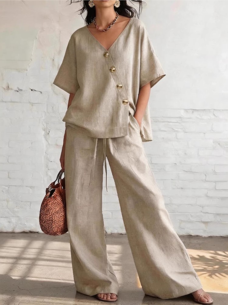 Casual Cotton Loose Pants Sets - đánh giá và giá Linen Pant Wide