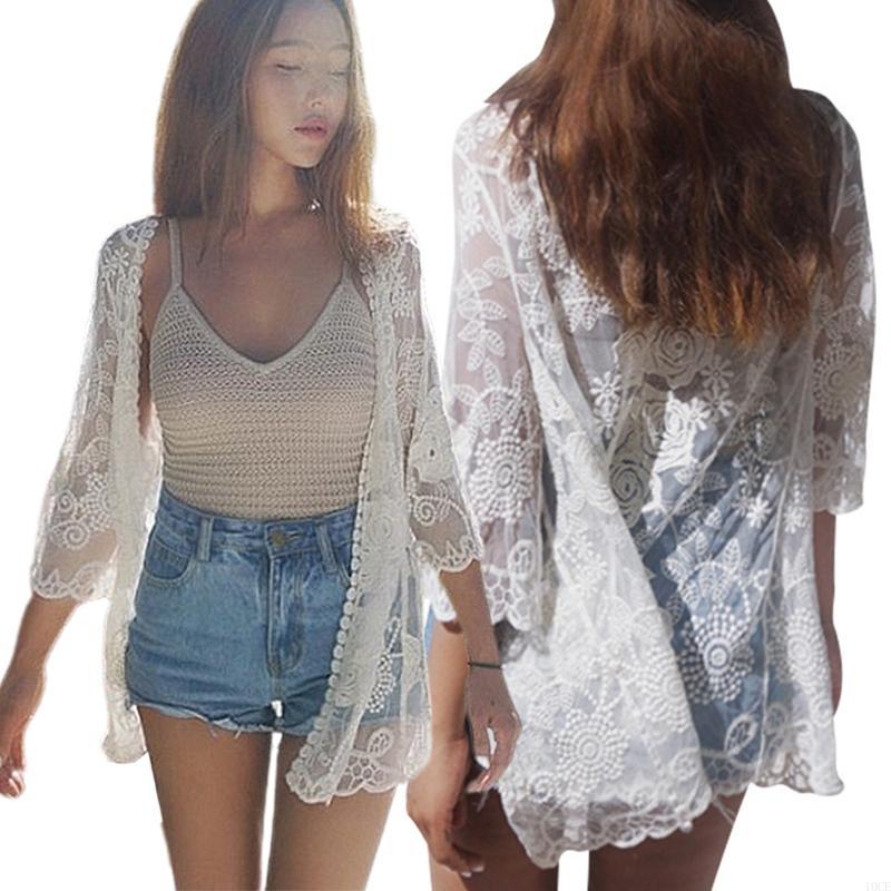 Phụ nữ ren mở mặt trận Kimono  - đánh giá và giá Kimono Sheer Floral