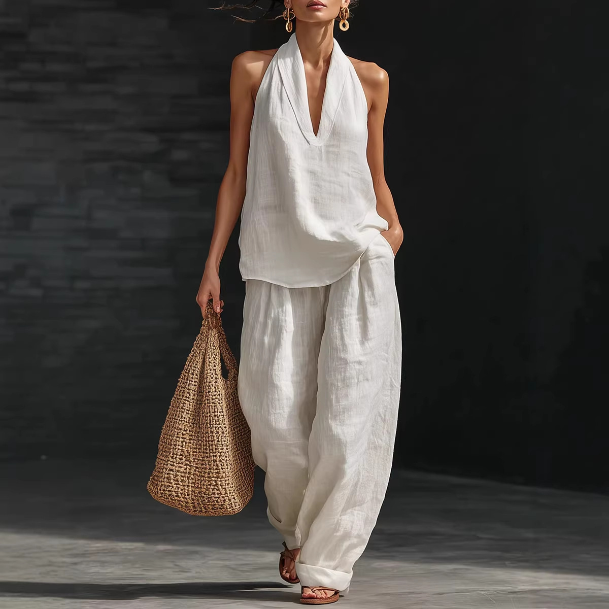 Summer Retro Solid Cotton Line - đánh giá và giá Linen Pant Wide