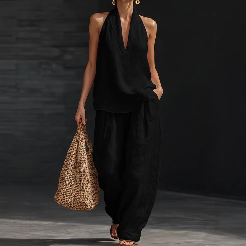 Summer Retro Solid Cotton Line - đánh giá và giá Linen Pant Wide