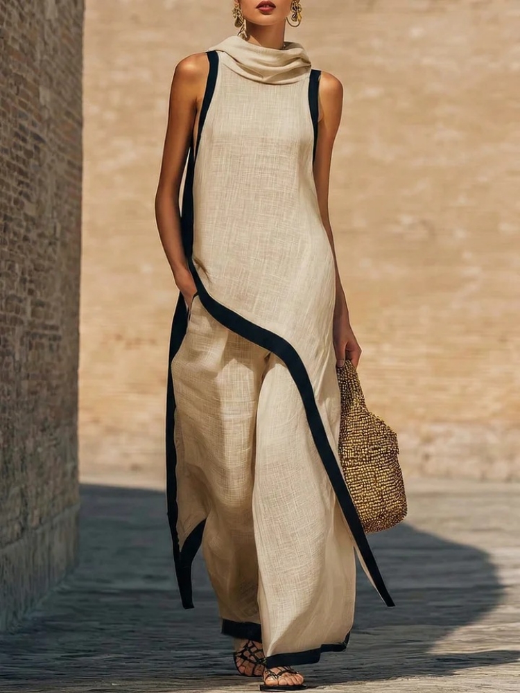 Women's linen Contrast Color S - đánh giá và giá Linen Pant Wide