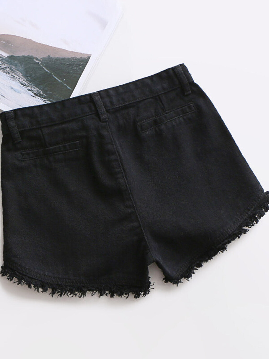 Women's High Waist Denim Short - đánh giá và giá Shorts Denim Frayed