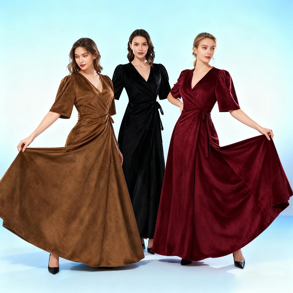 Ladies Long V-Neck Wrap Slim P - đánh giá và giá Linen Dress Wrap