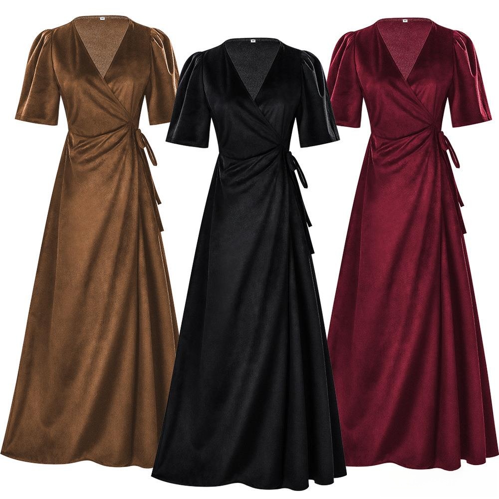 Ladies Long V-Neck Wrap Slim P - đánh giá và giá Linen Dress Wrap